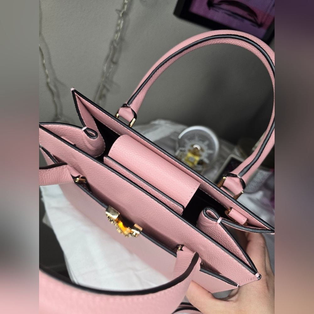 Like New Versace Virtus Pink Leather 2 Way Bag! - Picture 11 of 15